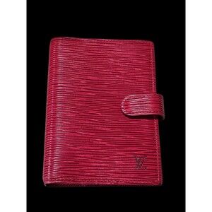 Auth LOUIS VUITTON Epi Leather Small Ring Agenda Passport Cover Castilian Red